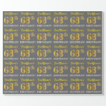 [ Thumbnail: Gray, Imitation Gold Look "68th Birthday" Wrapping Paper ]