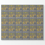[ Thumbnail: Gray, Imitation Gold Look "69th Birthday" Wrapping Paper ]