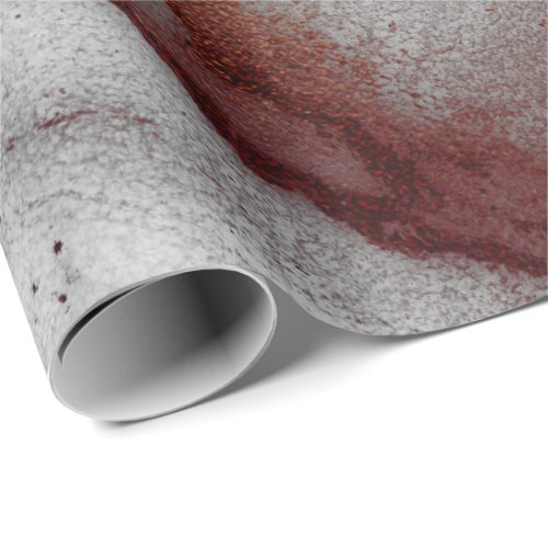 Gray Ink Copper Gold Liquid Paint Burgundy Wrapping Paper