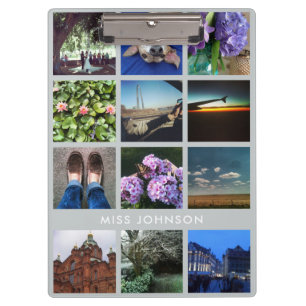 Gray Instagram 13 Photo Grid Clipboard with Text