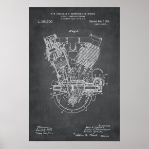Gray   Internal Combustion Engine Patent Poster
