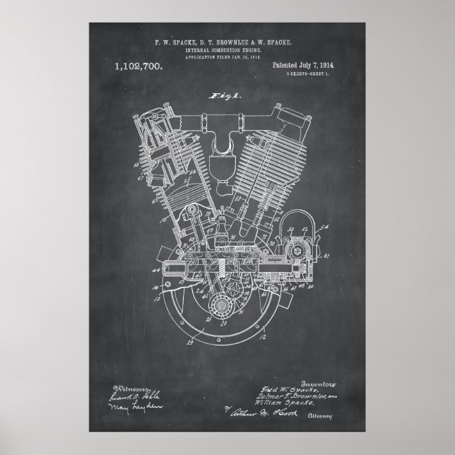 Gray | Internal Combustion Engine Patent Poster (Front)