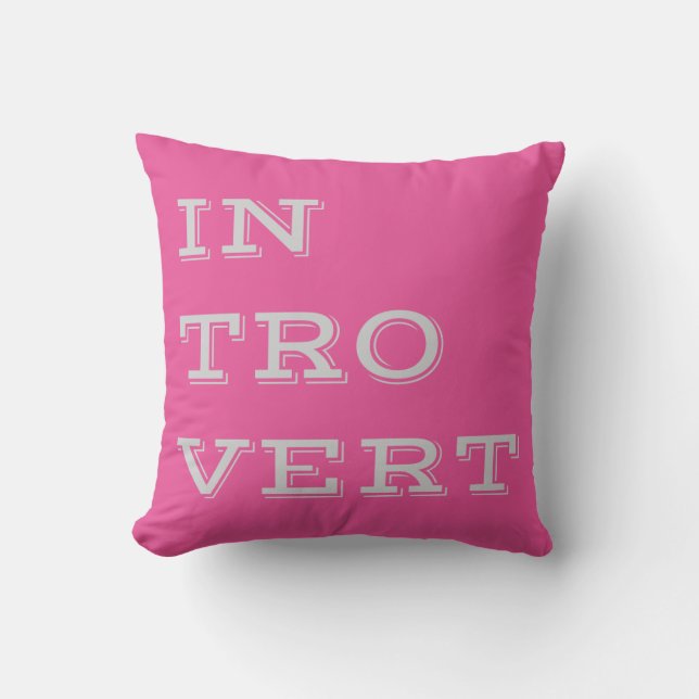 Gray Introvert Throw Pillow (Front)