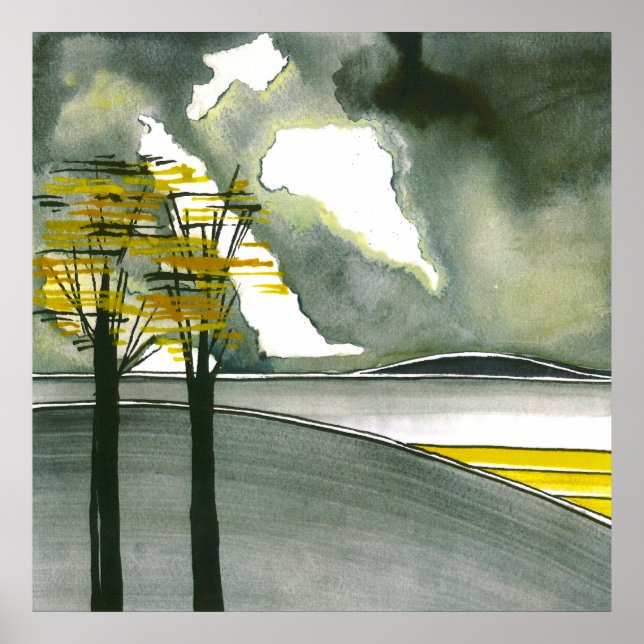 Gray Island Abstract Art Poster/Print 24x24" Poster (Front)