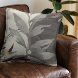 Gray & Ivory Artistic Abstract Watercolor Throw Pillow<br><div class="desc">Modern throw pillow features an artistic abstract design in an ivory and gray color palette. An artistic abstract design features a watercolor leaf and a geometric circle composition with shades of grey with black and gold accents on a creamy ivory background. This abstract composition is built on combinations of repeated...</div>