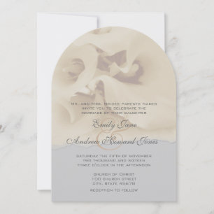 Gray Ivory Calla Lily Floral Wedding Invitation