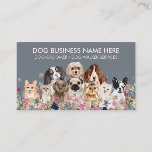 Gray Ivory Pet Grooming Dog Sitters Groomer Business Card