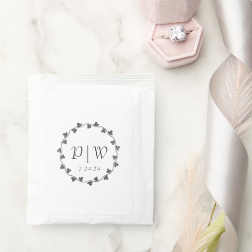 Gray Ivy Wreath Monogram Wedding Tea Bag Drink Mix