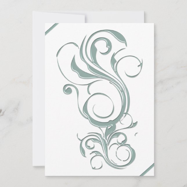 Gray Jade Embossed Look Invites (Front)