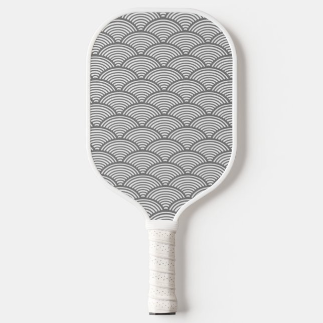Gray Japanese waves pattern Pickleball Paddle (Front)