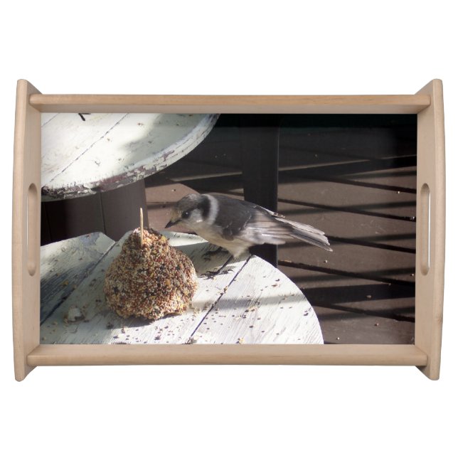 Gray Jay and Bell Serving Tray (Front)