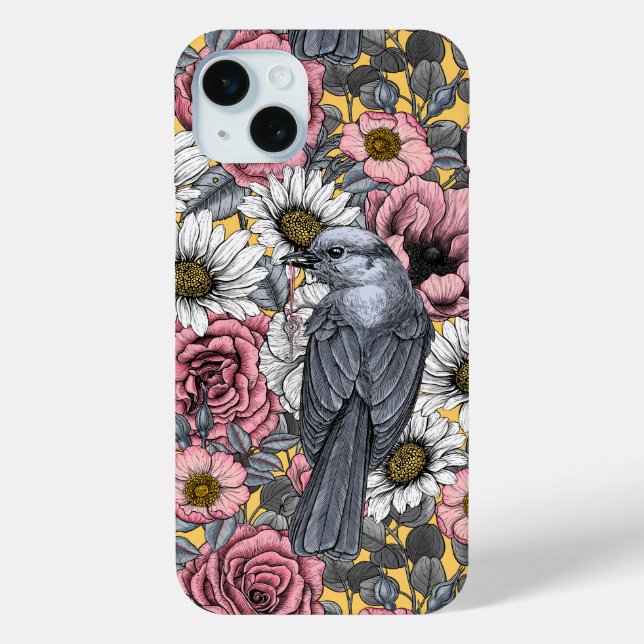Gray jays and flowers Case-Mate iPhone case (Back)