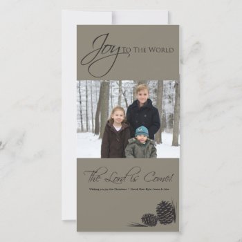 Gray Joy To The World Photocard Holiday Card by designaline at Zazzle