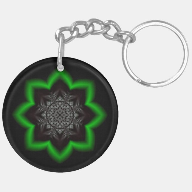Gray kaleidoscope ornament keychain (Back Left)