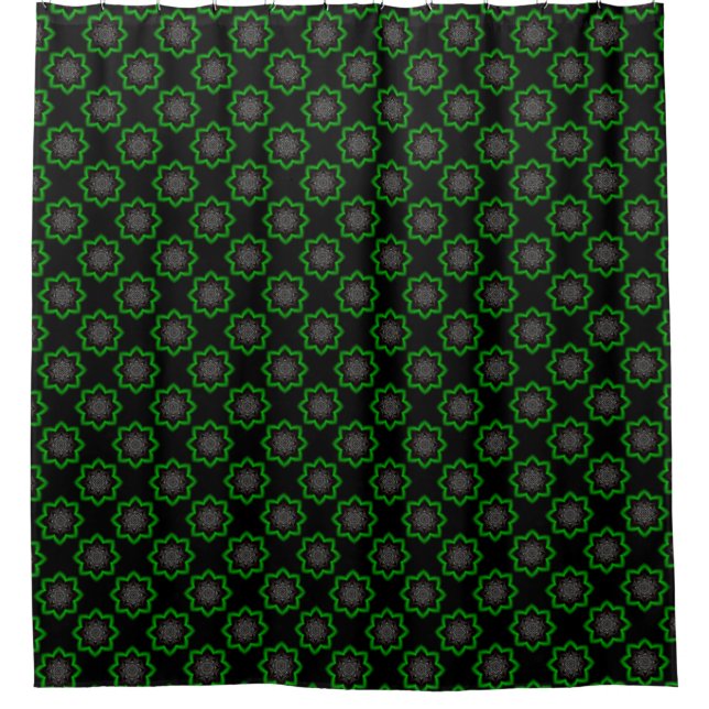 Gray kaleidoscope ornament shower curtain (Front)