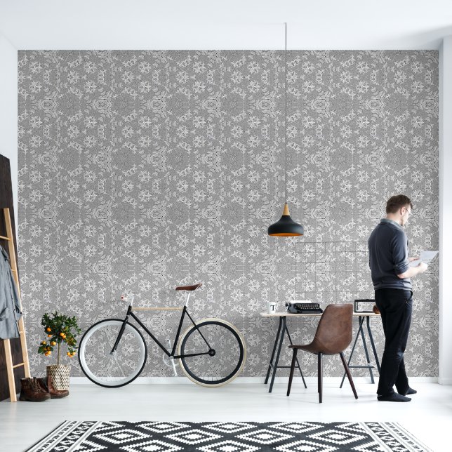 Gray Kaleidoscope  Wallpaper (Living Room)