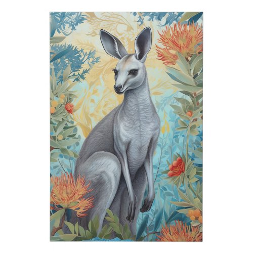 Gray Kangaroo in the Australian Bush Faux Canvas Print