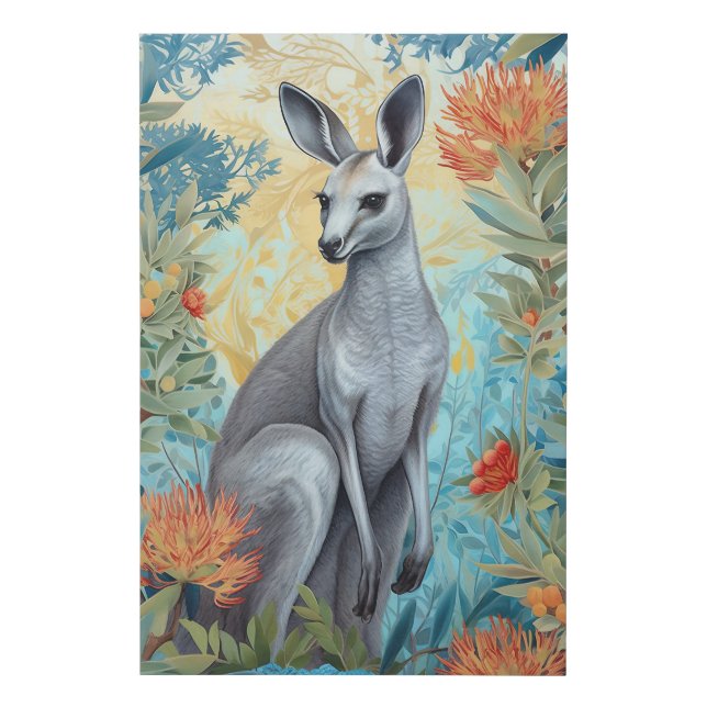 Gray Kangaroo in the Australian Bush Faux Canvas Print (Front)