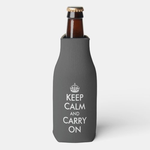 Gray keep calm and carry on template bottle cooler