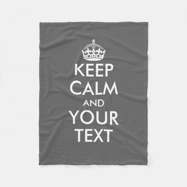 Gray keep calm and your text small fleece blanket (Front)