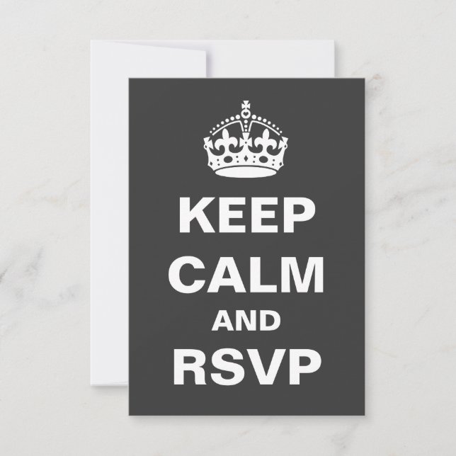 Gray Keep Calm Wedding RSVP (Front)