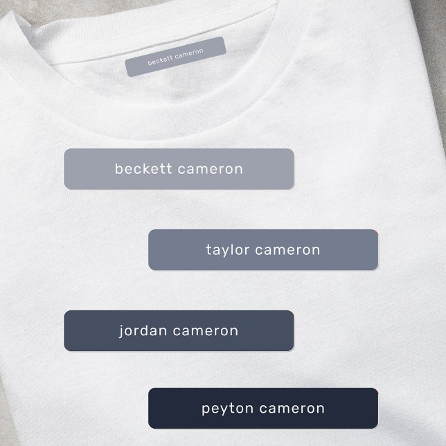 Gray Kids Name Iron On Clothing Labels (1.75" x .3125" clothing labels iron-on or adhesive, 2 sheets of 48 labels, USE 1 OR up to 4 NAMES)