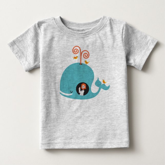 Gray Kids Shirt Bible Story Jonah And The Whale (Front)