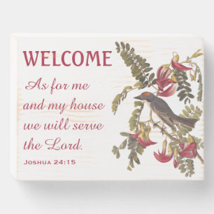 Gray Kingbird and Bible Verse Vintage Bird Wooden Box Sign
