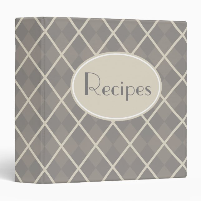 Gray Kitchen Cookbook Recipe Organizer Binder (Front/Spine)