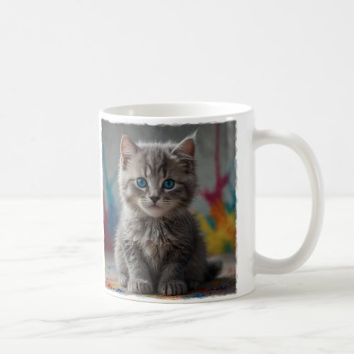 Gray Kitten in Art Studio Coffee Mug