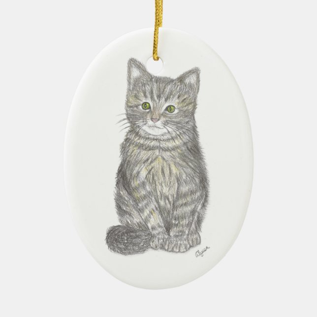 Gray Kitten Ornament (Front)