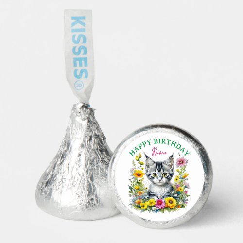 Gray Kitten Themed  Girls Birthday Personalized Hersheys Kisses