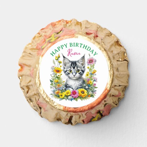 Gray Kitten Themed  Girls Birthday Personalized Reeses Peanut Butter Cups
