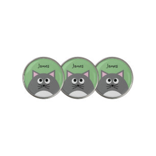 Gray Kitty Cat Personalized Golf Ball Marker