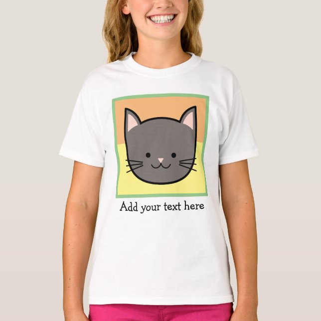 Gray Kitty Cat Personalized T-Shirt (Front)