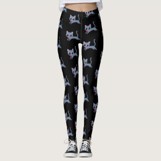 Gray Kitty Running Away with a Heart Leggings