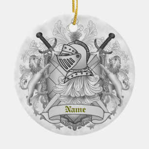 Gray Knight Family Crest Surname Ceramic Ornament