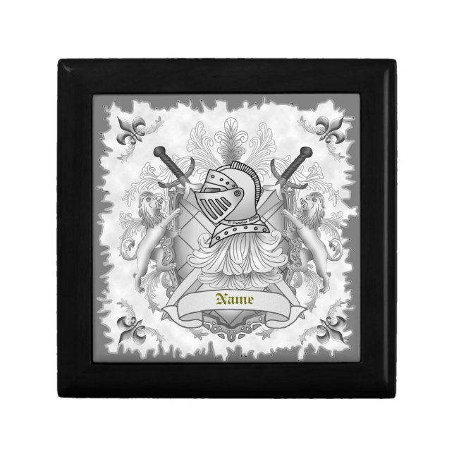 Gray Knight Family Crest Surname Gift Box (Front)