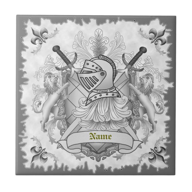 Gray Knight Family Crest surname tile (Front)