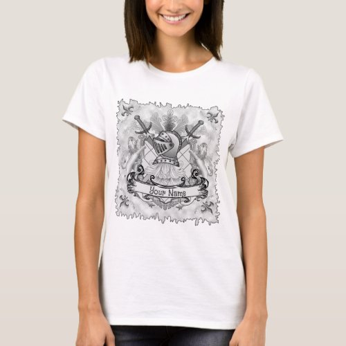 Gray Knight Shield Surname Family Crest  t_shirt