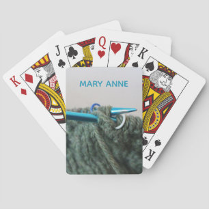 Gray Knitting Custom Name Poker Cards