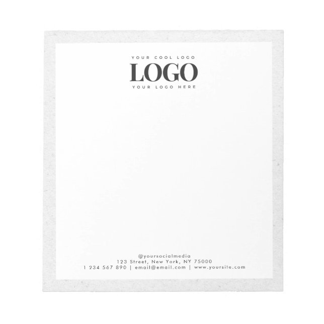 Gray Kraft Add Your Rectangle Business Logo Text  Notepad (Front)