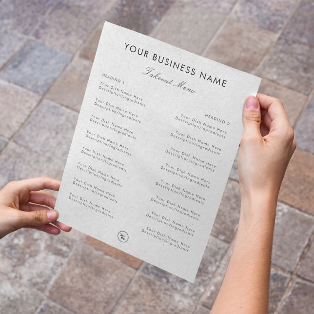 Gray Kraft Elegant Restaurant Takeout Menu & Logo Flyer (Creator Uploaded)