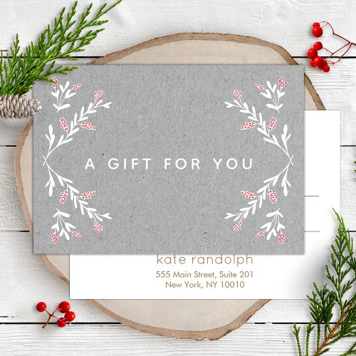 Gray Kraft Holiday Gift Certificate