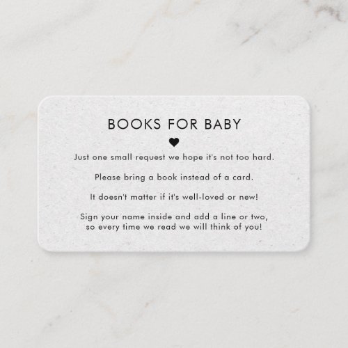 Gray Kraft Paper Earthy Books Request Baby Shower Enclosure Card
