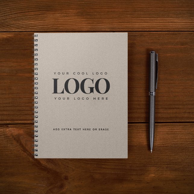 Gray Kraft Paper Look Round Logo Business Custom  Notebook (Creator Uploaded)