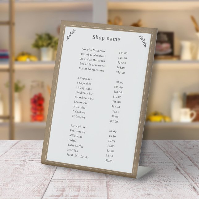 Gray, Kraft & Rustic Price List Pedestal Sign (Gray, Kraft & Rustic Price List Pedestal Sign)