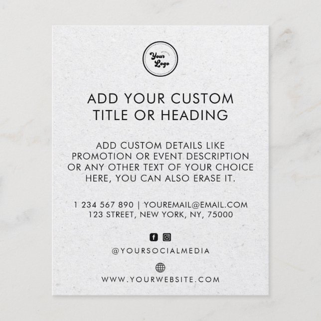 Gray Kraft Style Custom Business Logo Social Media Flyer (Front)