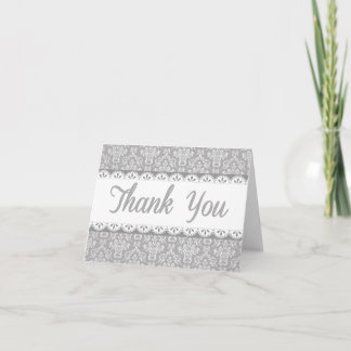 Gray Lace Thank You Card