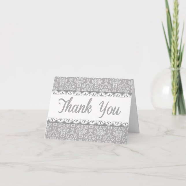 Gray Lace Thank You Card (Front)
